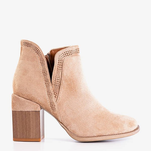 Світло-коричневі черевики на квадратному каблуці Lemere - Взуття