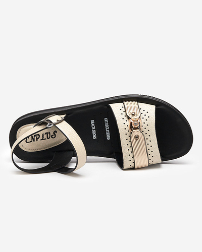 OUTLET Lesklé béžové dámské ploché sandály Nafi- Footwear