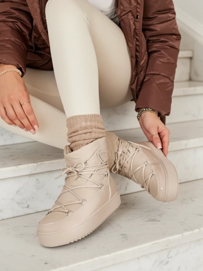 Royalfashion Dámské nazouvací boty a'la snow boots ve světle hnědé barvě Vevnose