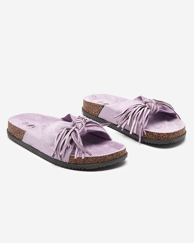 Фіолетові жіночі шльопанці з бахромою Guttis