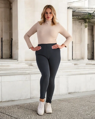 Royalfashion Dámské zateplené tregínové kalhoty PLUS SIZE