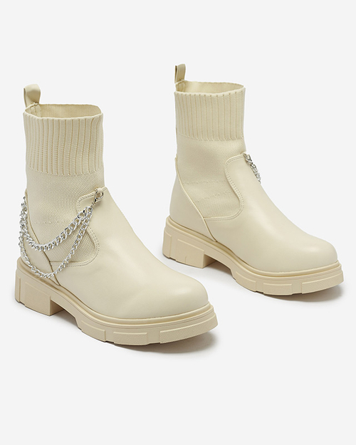 Бежеві жіночі черевики з верхом а'ля носок Foldaf- Footwear