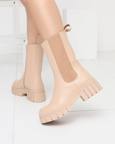 Dámské béžové vysoké zateplené kozačky Otika - Obuv