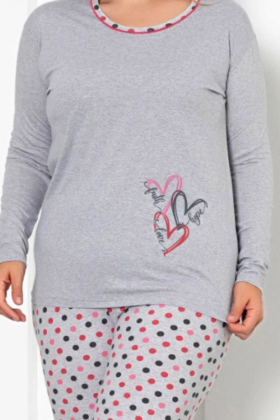 Royalfashion Жіночий бавовняний комплект піжами з горошком РОЗМІР ПЛЮС