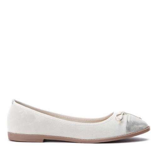 Beżowe baleriny z kokardką Mia - Obuwie