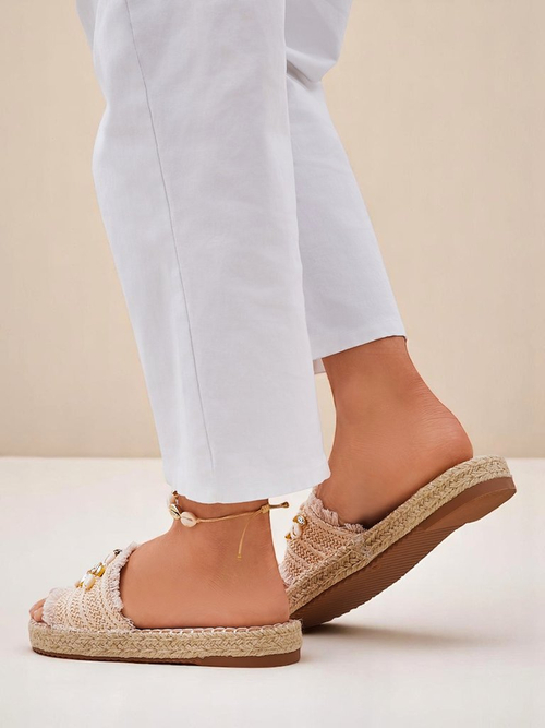 Aurelia Бежеві Жіночі Шльопанці Royalfashion з Мушлями та Плетінням