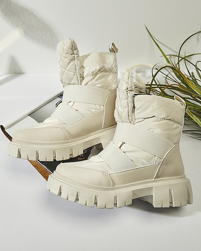 Жіночі снігоступи на плоскій підошві бежевого кольору Ferory- Footwear