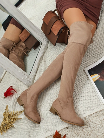 Kozaki damskie za kolano eko zamszowe Denvoria