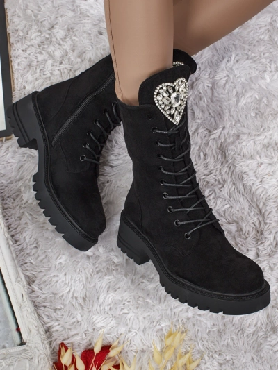 Еко замшеві шнуровані жіночі ботільйони Emelune