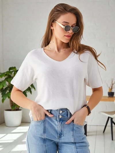 Royalfashion Tenký dámský svetr s krátkým rukávem