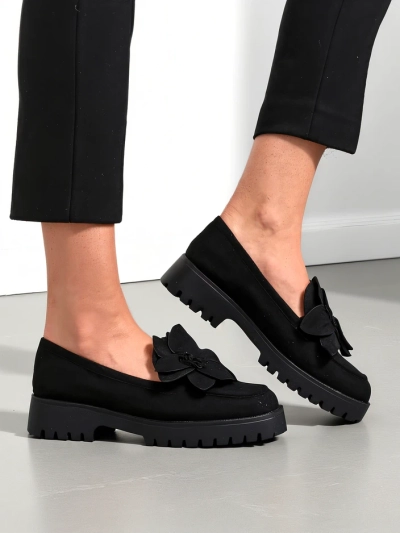 Royalfashion Ekosuede dámské mokasíny s květinou Floverse
