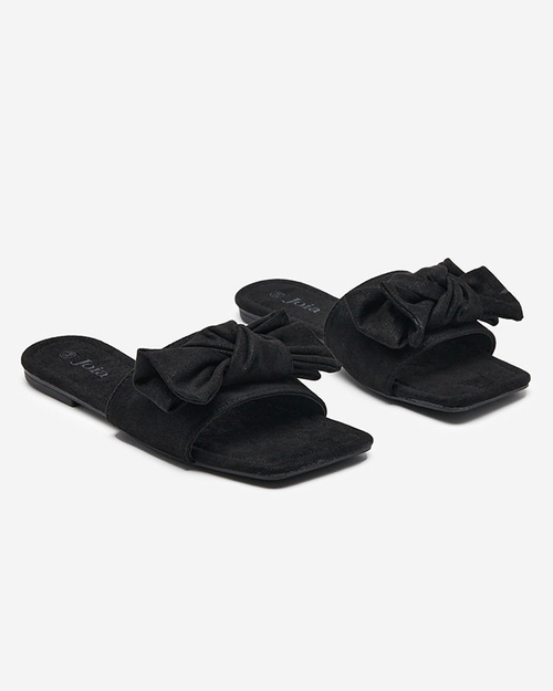 Чорні жіночі шльопанці з бантом Kelisso
