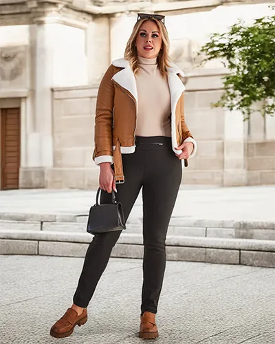 Dámské černé zateplené treginy PLUS SIZE - Oblečení