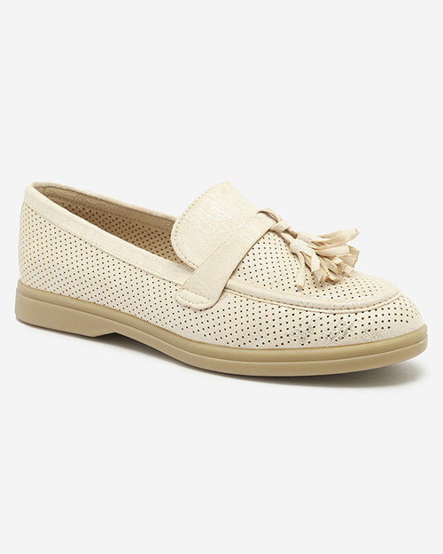 Кремові жіночі мокасини з декором Parffes- Footwear