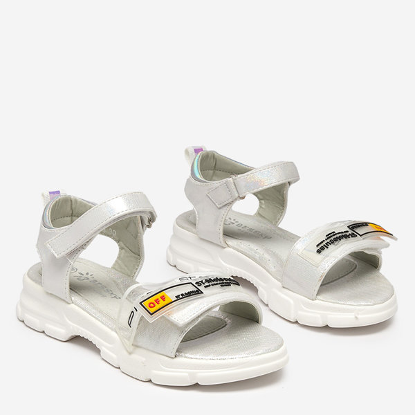 Stříbrné lesklé sandály pro dívky Lorij - Obuv