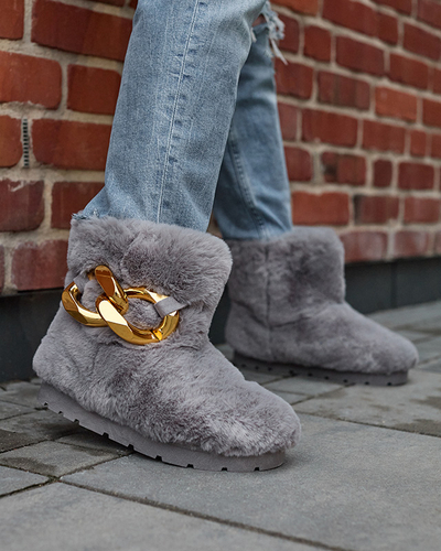 Šedé dámské sněhule s kožíškem Sattopa- Obuv