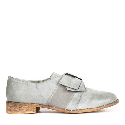 Szare półbuty z kokardą Suelia - Obuwie