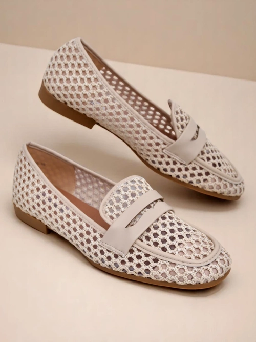 Бежеві мокасини Royalfashion Primavera Aelia з тканини з мигдалеподібним носком