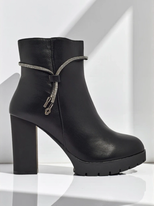 Жіночі ботильйони з екошкіри на підборах-стовпчику Marellin