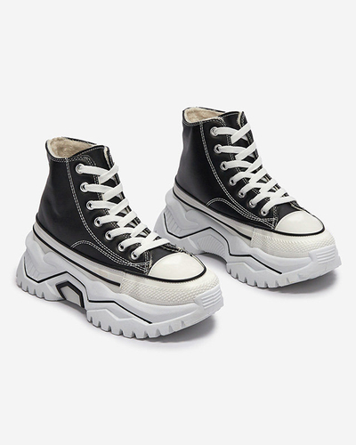 OUTLET Dámská černá zateplená sportovní obuv na platformě a'la tenisky Retiha - Obuv