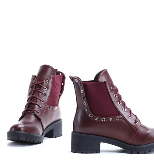 Burgundowe workery Ember- Obuwie