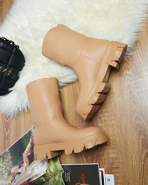 Dámské nazouvací kotníkové boty s velbloudím zateplením Mekira - Obuv
