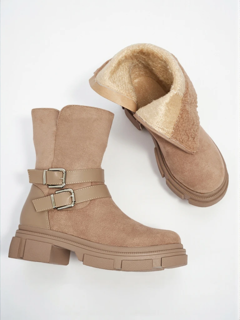 Vyšší dámské eko semišové kotníkové boty Callire