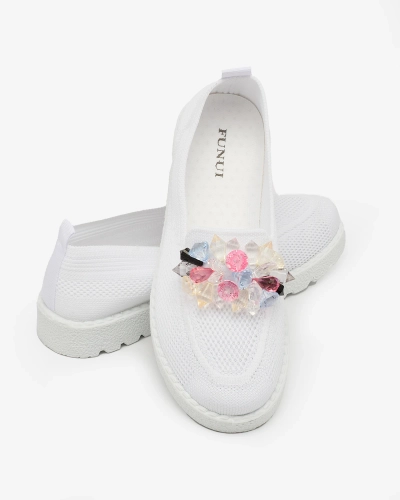 Royalfashion Білі жіночі декоровані напівшльопанці Enweta