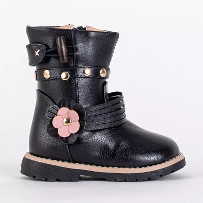 OUTLET Dětské tmavě modré kozačky s eko kůží Kisso- Footwear