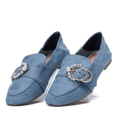 Niebieskie mokasyny z ozdobną sprzączką Princessena - Obuwie