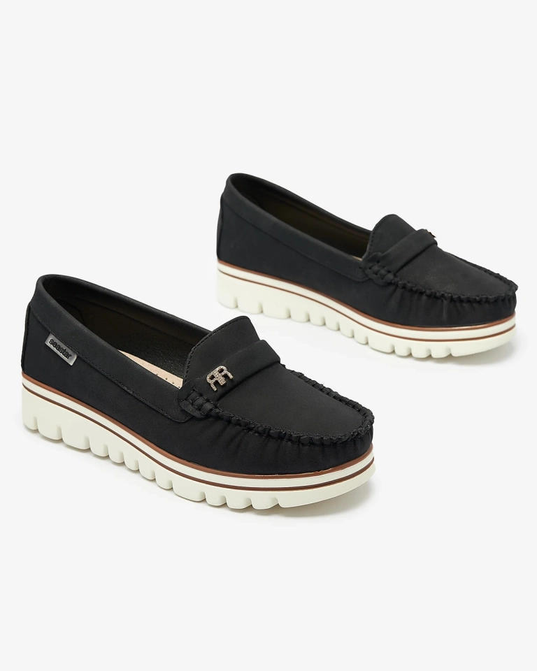 Černé dámské mokasíny s třpytkami a zirkony Retiga - Obuv