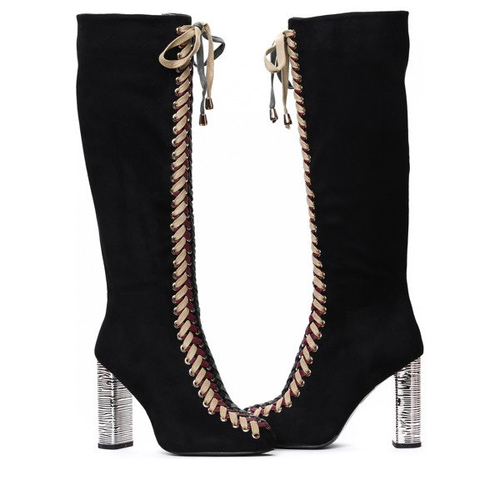 Чорні черевики з плетеними шнурками Kira - Взуття