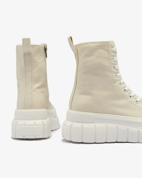 Жіночі кеди на високій платформі бежевого кольору Kivda- Взуття