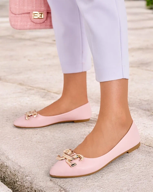 Royalfashion Чорні балетки для жінок з прикрасою на носку Figgda