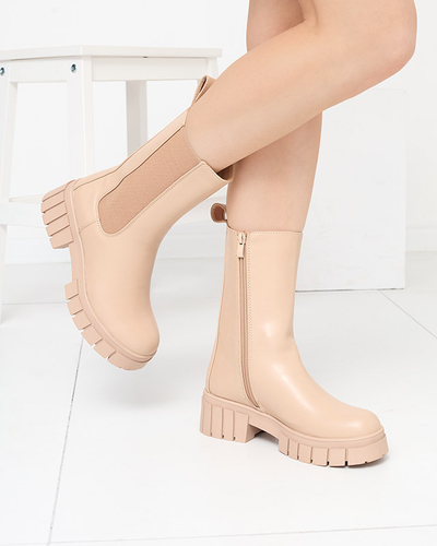 Чоботи жіночі бежеві високі утеплені Otika - Взуття