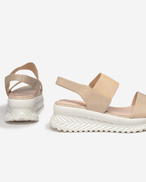 Коричнево-золоті жіночі босоніжки з фіанітами Maremino - Взуття