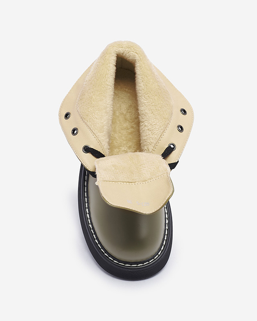 Зелені жіночі черевики з екошкіри з жовтими шнурками Getysa - Взуття