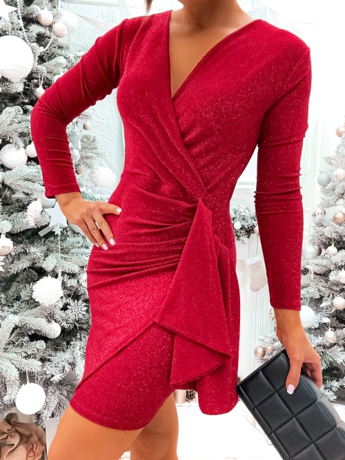 Royalfashion Блискуче зібрана міні-сукня для жінок