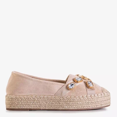 OUTLET Dámské béžové espadrilky s krystaly Erilla - Obuv