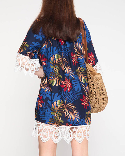 Dámská 'námořnická modrá tunika s listy - Oblečení