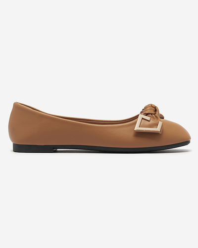 Жіночі балетки з верблюжої шкіри з декором на носі Caxien- Footwear