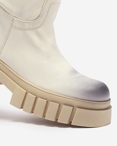 Krémové dámské kozačky Astaroth do půl lýtek-obuv