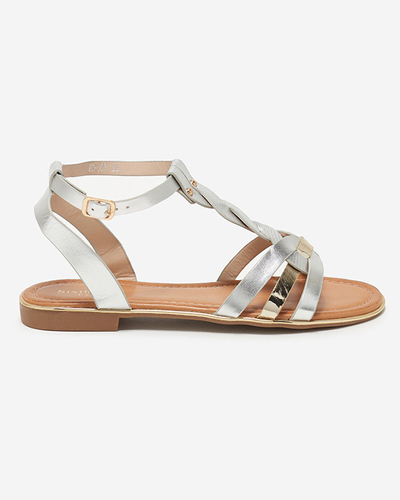VÝSTUP Stříbrno-zlaté dámské ploché sandály Fatop- Footwear
