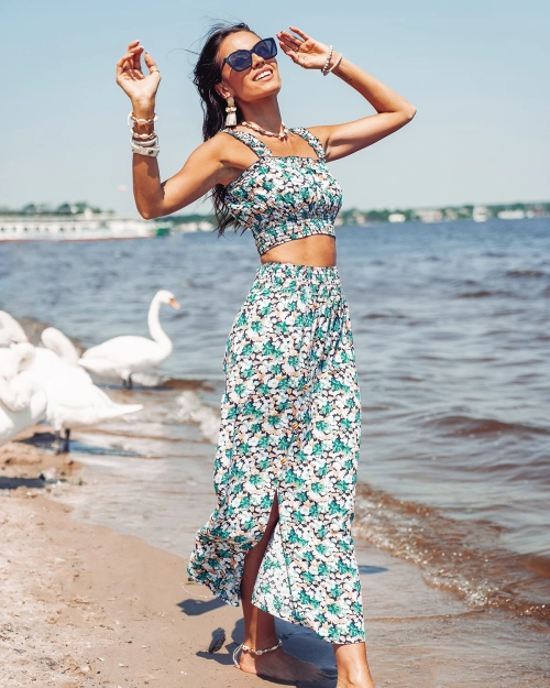 Жіночий комплект Royalfashion М'ята з квітковим принтом