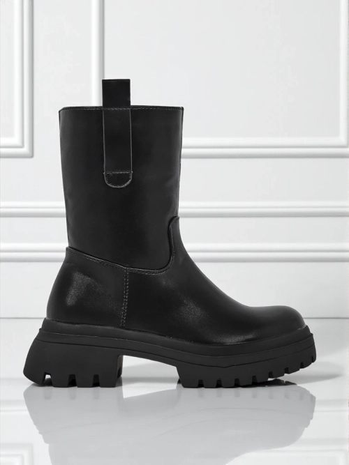 Високі жіночі ботильйони з еко шкіри Scarlet Mist