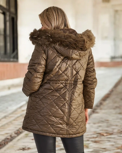 Royalfashion Dámská prošívaná bunda v tmavě zelené barvě