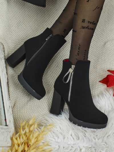 Жіночі ботильйони з екошкіри на підборах-стовпчику Marellin