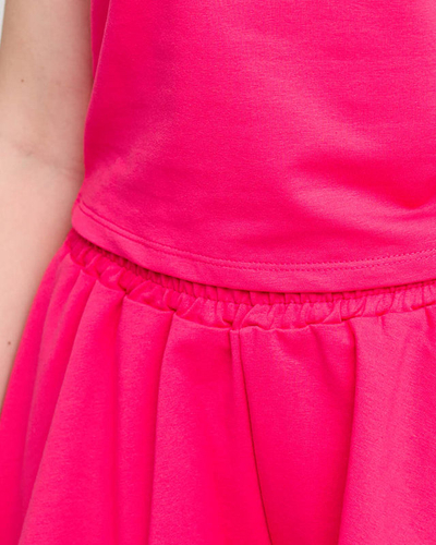 Tmavě růžový dámský sportovní crop top set - Oblečení