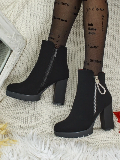 Dámské kotníkové boty z eko kůže na sloupku Marellin