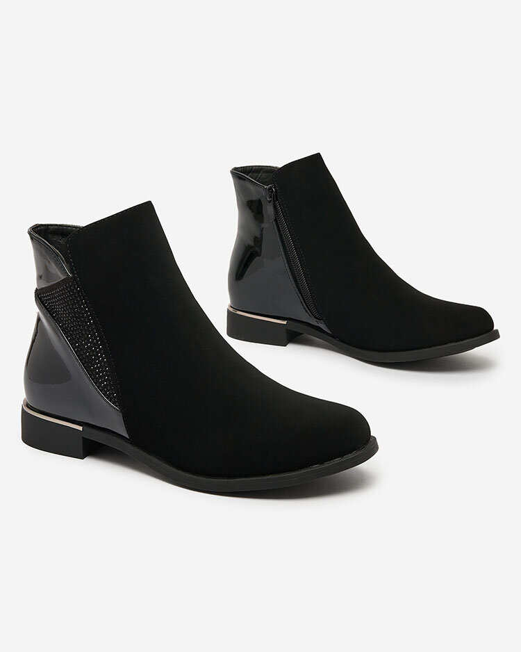 Royalfashion Černé dámské kozačky se zirkony Overlissa